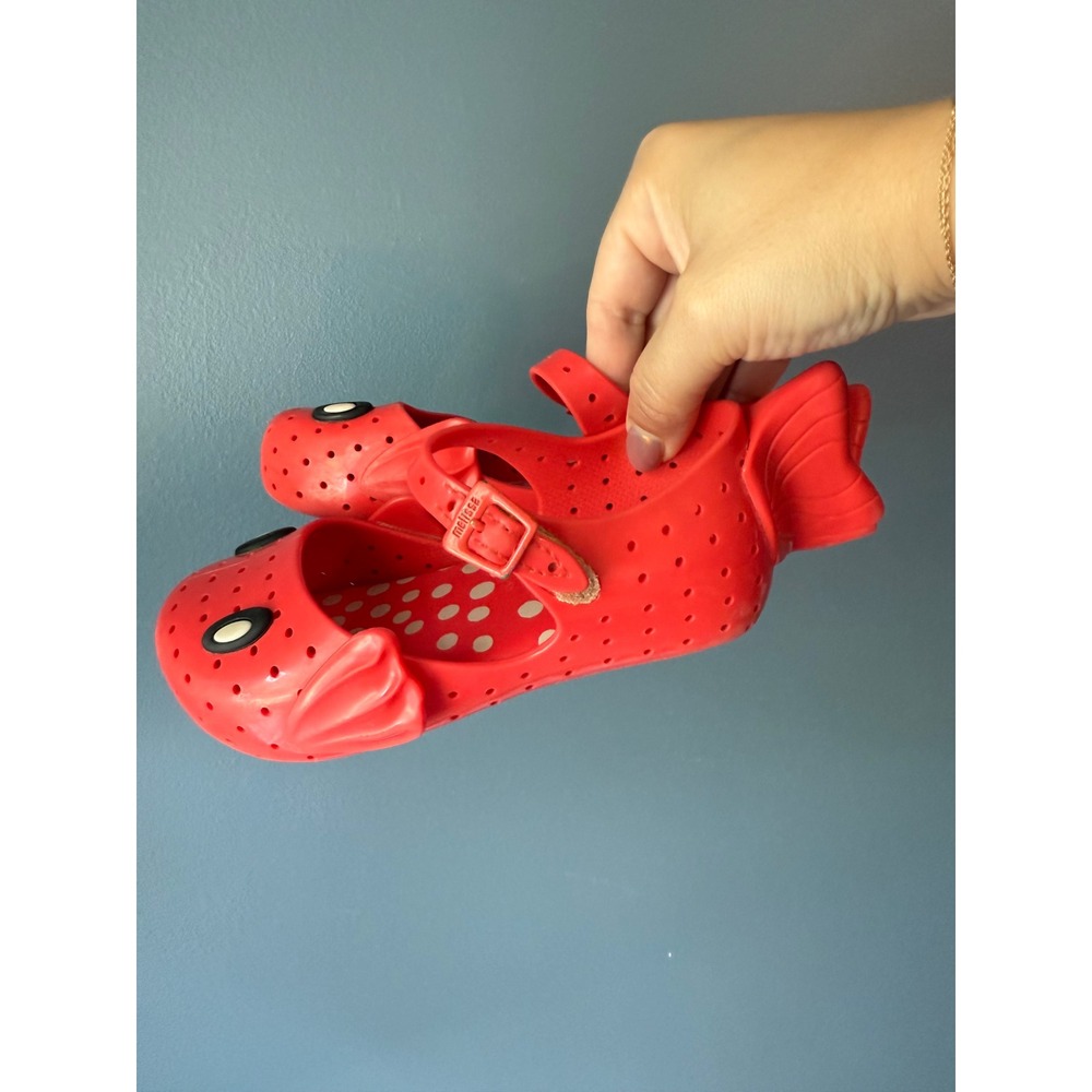 Mini Melissa Ultragirl Fish Red Jelly Mary Jane Shoes Toddler Size 10